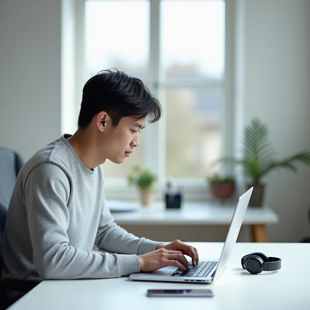 Entorno de trabajo limpio y enfocado sin distracciones digitales
